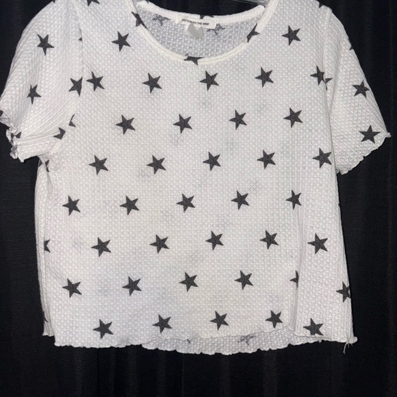 Caution To The Wind Tops - Star Patterned White crop Top